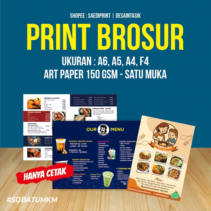 

Print Brosur, Flyer A5, A6, A4, F4 1 muka, Art Paper