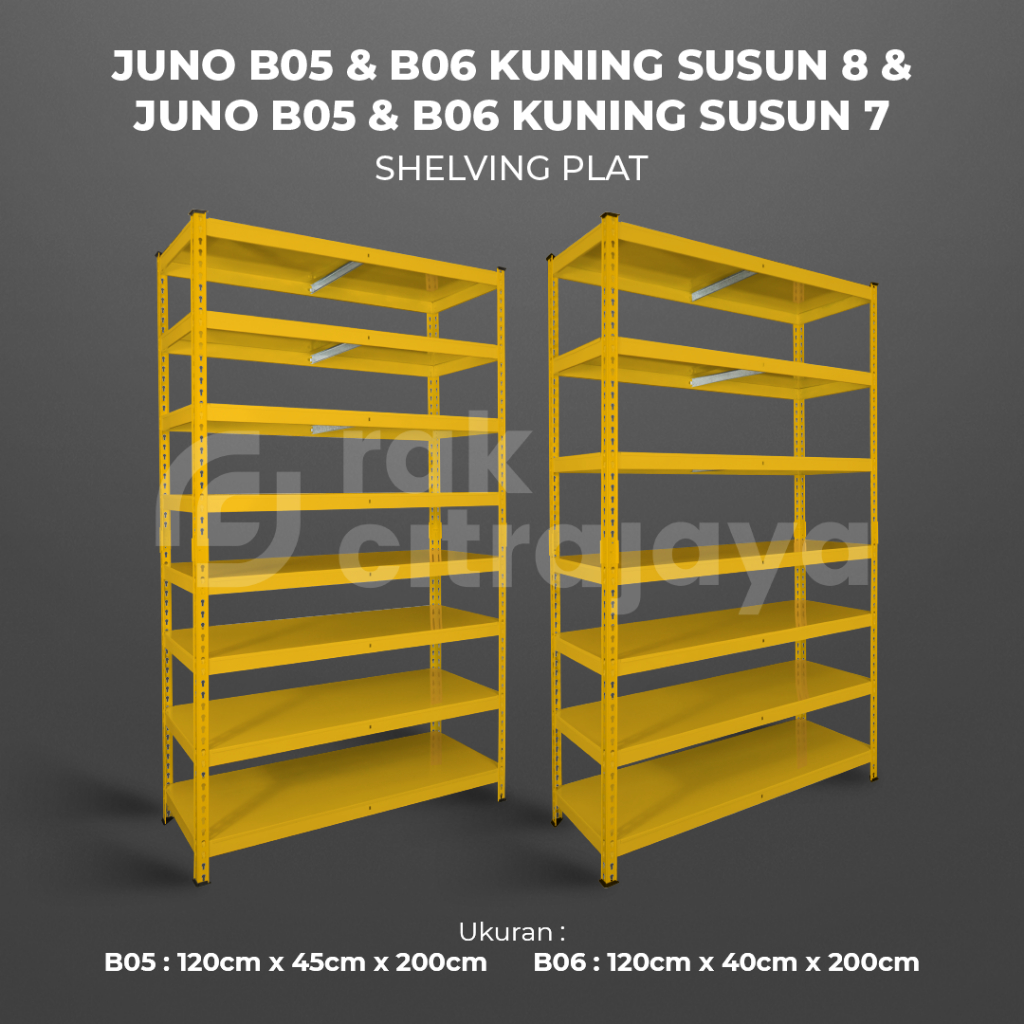FULL BESI RAK GUDANG SIKU LUBANG SERBAGUNA SHELVING PLAT TIDAK PERLU BAUT HEAVY DUTY | KUNING