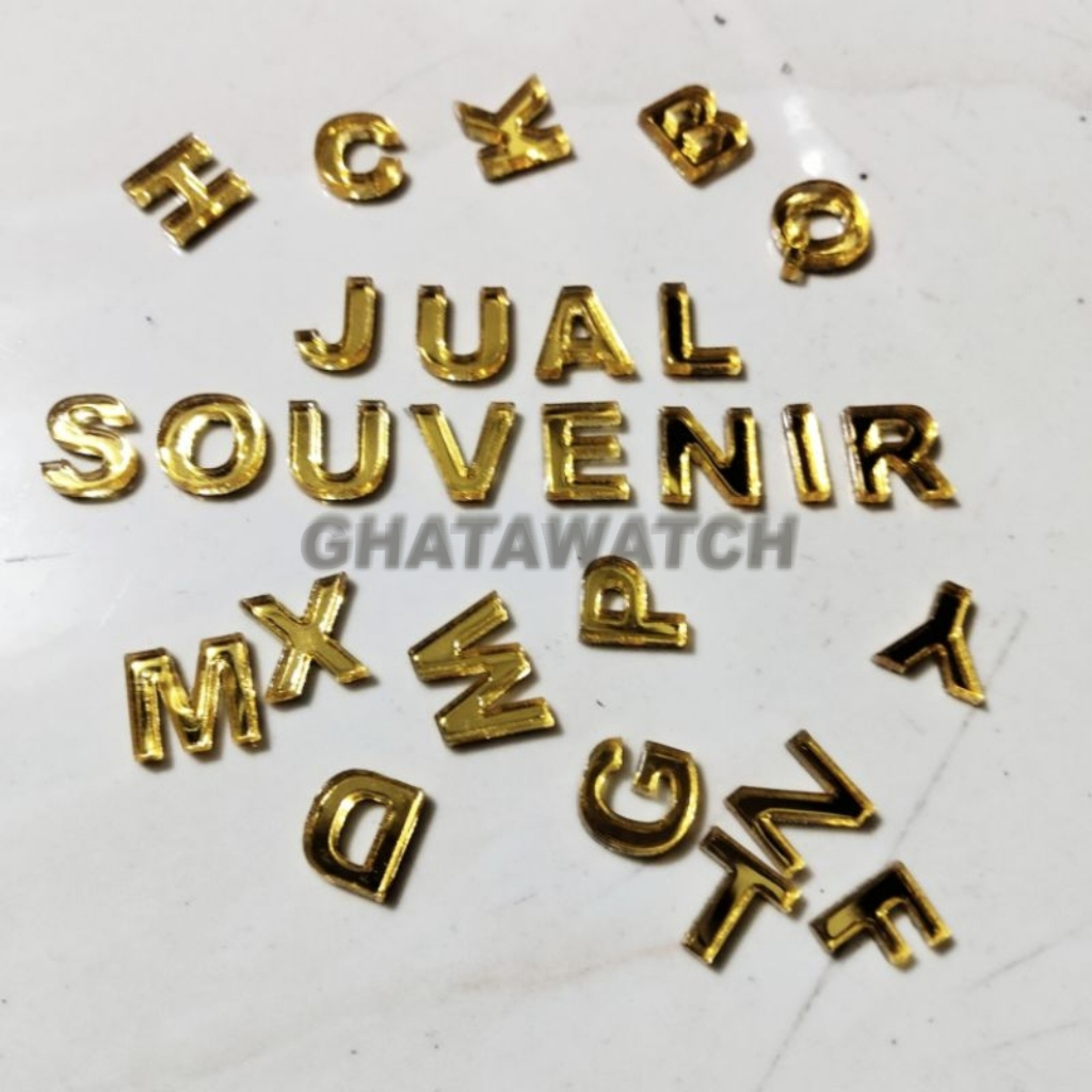 HURUF DAN ANGKA TIMBUL AKRILIK GOLD MIRROR SATUAN