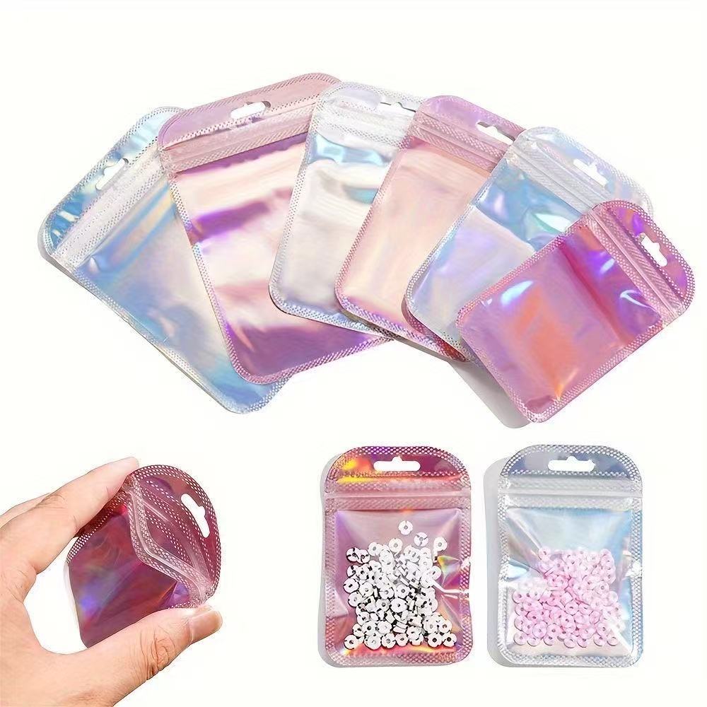 10pcs/Plastik Ziplock Hologram| Plastik Klip Ziplock/Plastik Warna Warni  Wadah PerhiasanZiplock Bag