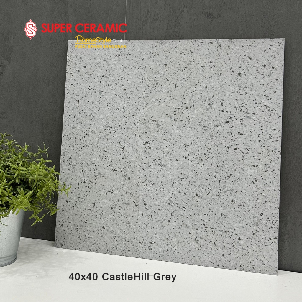 UNO 40x40 Keramik Kasar Terrazo - CASTLEHILL GREY / CASTLEHILL DARK GREY