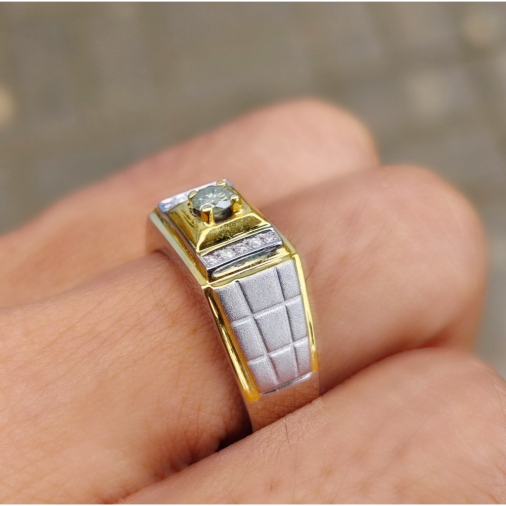 Cincin stempel pria berlian asli ring perak