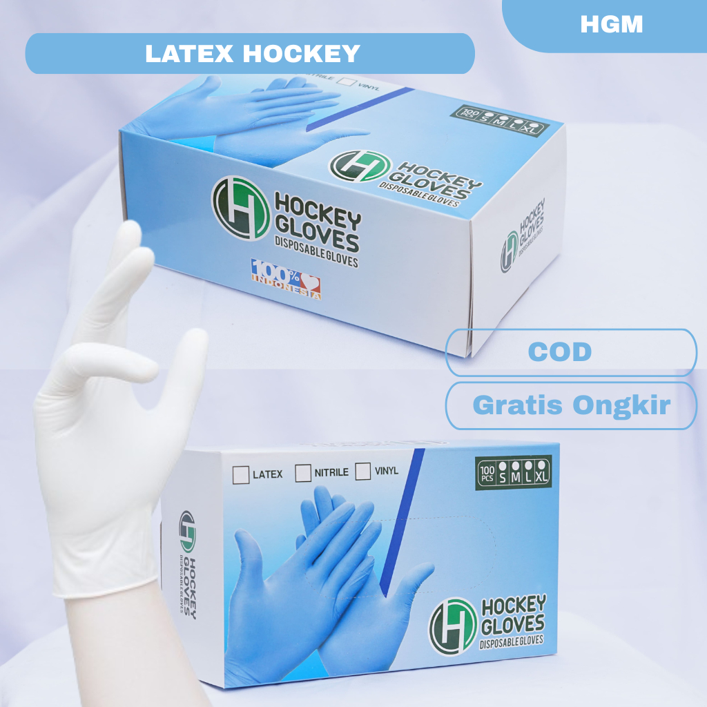 Hand Glove - Sarung Tangan Latex - Hockey Non Powder- Handscoon Medis - Sarung Tangan Putih