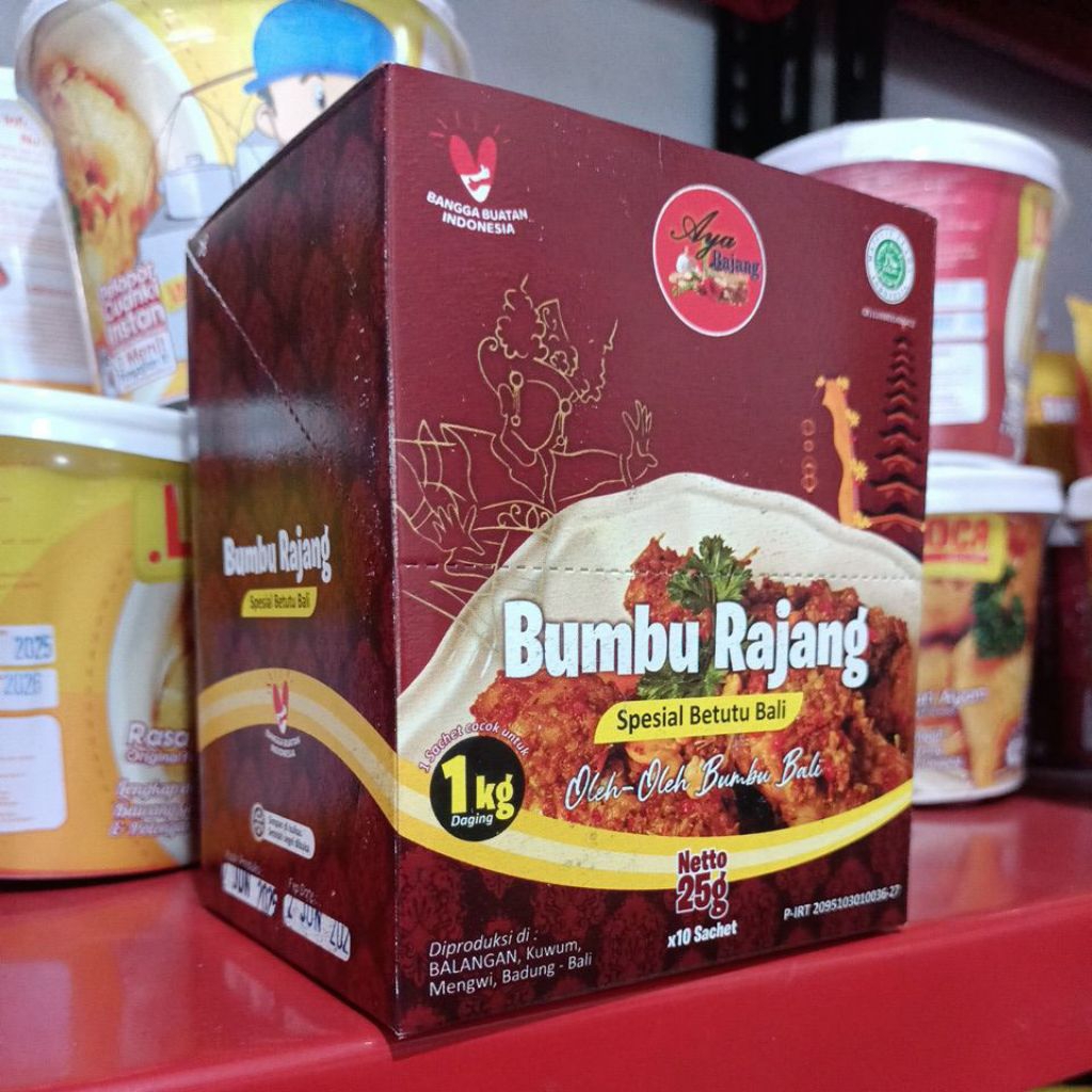 

Bumbu Rajang Aya Bajang 1 Box isi 10 Saceht x 25g Special Betutu Oleh2 Khas Bali