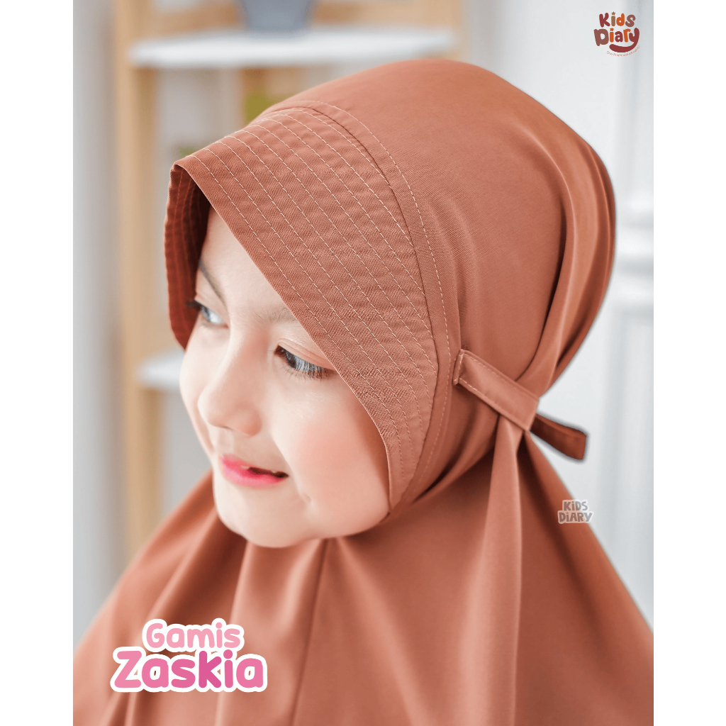 LIMITED Kids Diary Plus - Gamis Zaskia Polos Anak Perempuan Syar'i Set Hijab Soft Luxe Mix Buttoned
