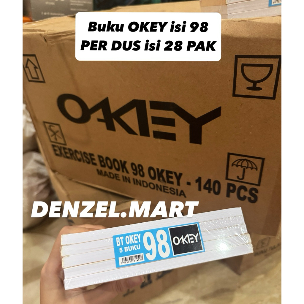 

1 DUS / 28 PAK Buku tulis OKEY 98 lembar 1 pak isi 5 buku