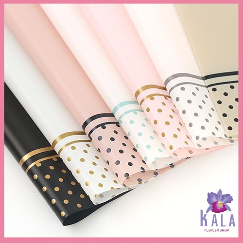 

Kertas buket bunga Cellophane Motif polkadot Garis Flower Paper Wrapping KB6077