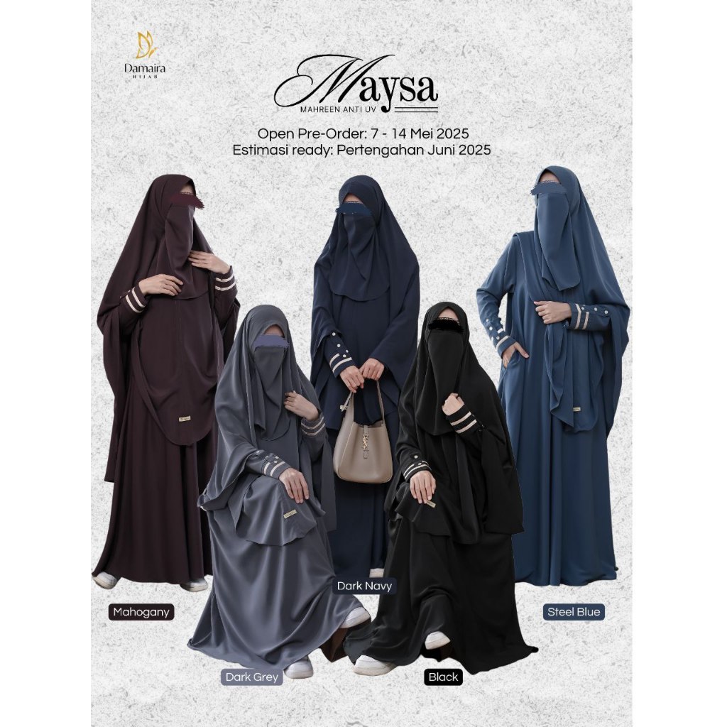[READY] Damaira | Maysa Gamis Dress Set Jilbab Bergo Hijab Nonpad Syari Baju Muslimah Mahogany