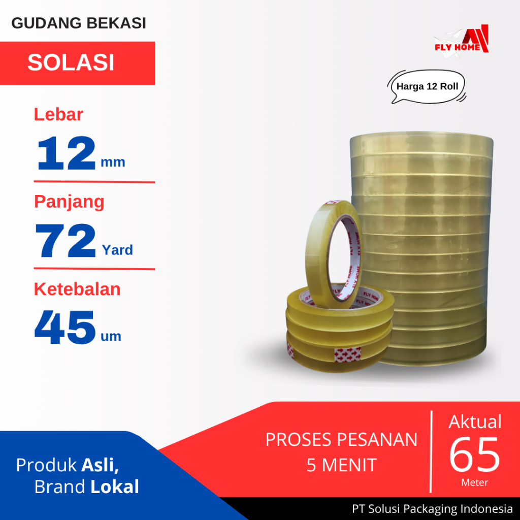 

FLYHOME 12Roll Lakban Solasi 12X72Y 1/2inch 65METER 72 Yard