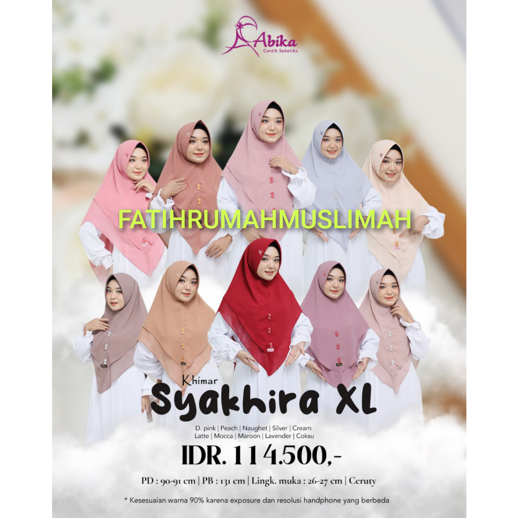 NEW / TERBARU / ABIKA / HIJAB DEWASA / HIJAB ABIKA / HIJAB / SYAKHIRA KHIMAR XL / SYAKHIRA KHIMAR XL