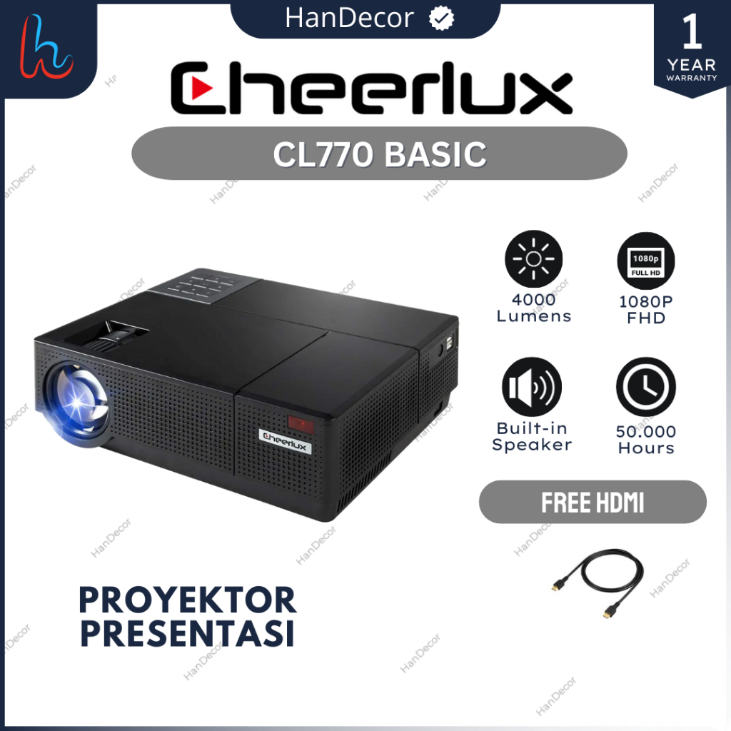Cheerlux CL770 | Proyektor CL770 ANDROID 4000 Lumens | CL 770 | Projector Cheerlux Cl770