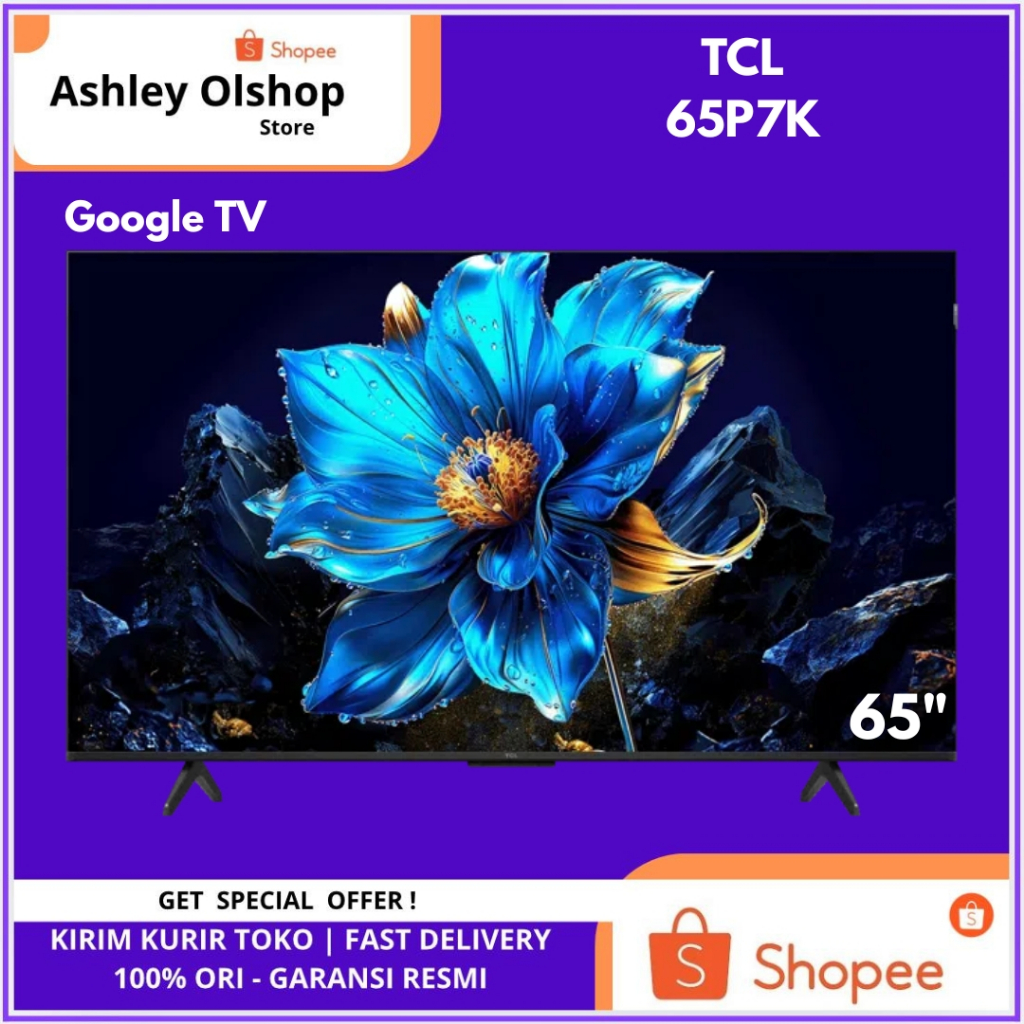 TV TCL 65 Inch 65P7K QLED TV 4K UHD TCL 65P7K Google TV 65 Inci - NEW 2025