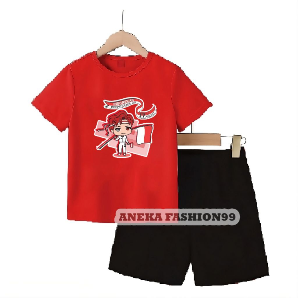 Setelan Kemerdekaan Anak Setcel Hari Merdeka 80Th Terbaru 2025 Tanggung Wanset Ank Cowok Cewek 3-13T