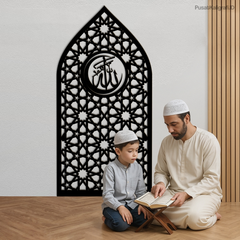 PUSAT KALIGRAFI - Mihrab Modern Mihrab Mushola Rumah Minimalis Dekorasi Dinding Kaligrafi MRB009