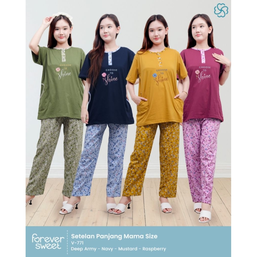 SEI baju tidur piyama forever sweet mama size tangan pendek celana panjang CP