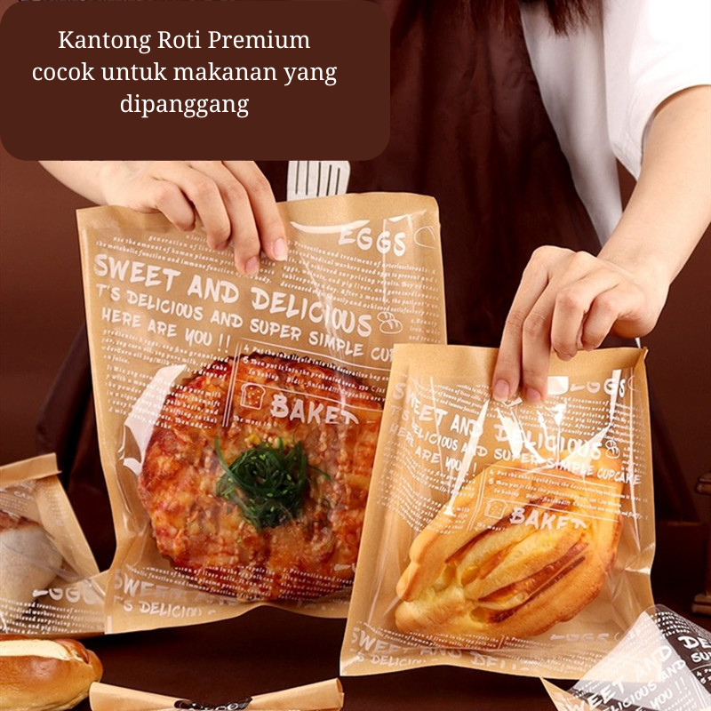 Paper Bread Bag l Kantong Kertas Minyak Kraft Roti Donat Waffle Sandwich l Plastik Roti
