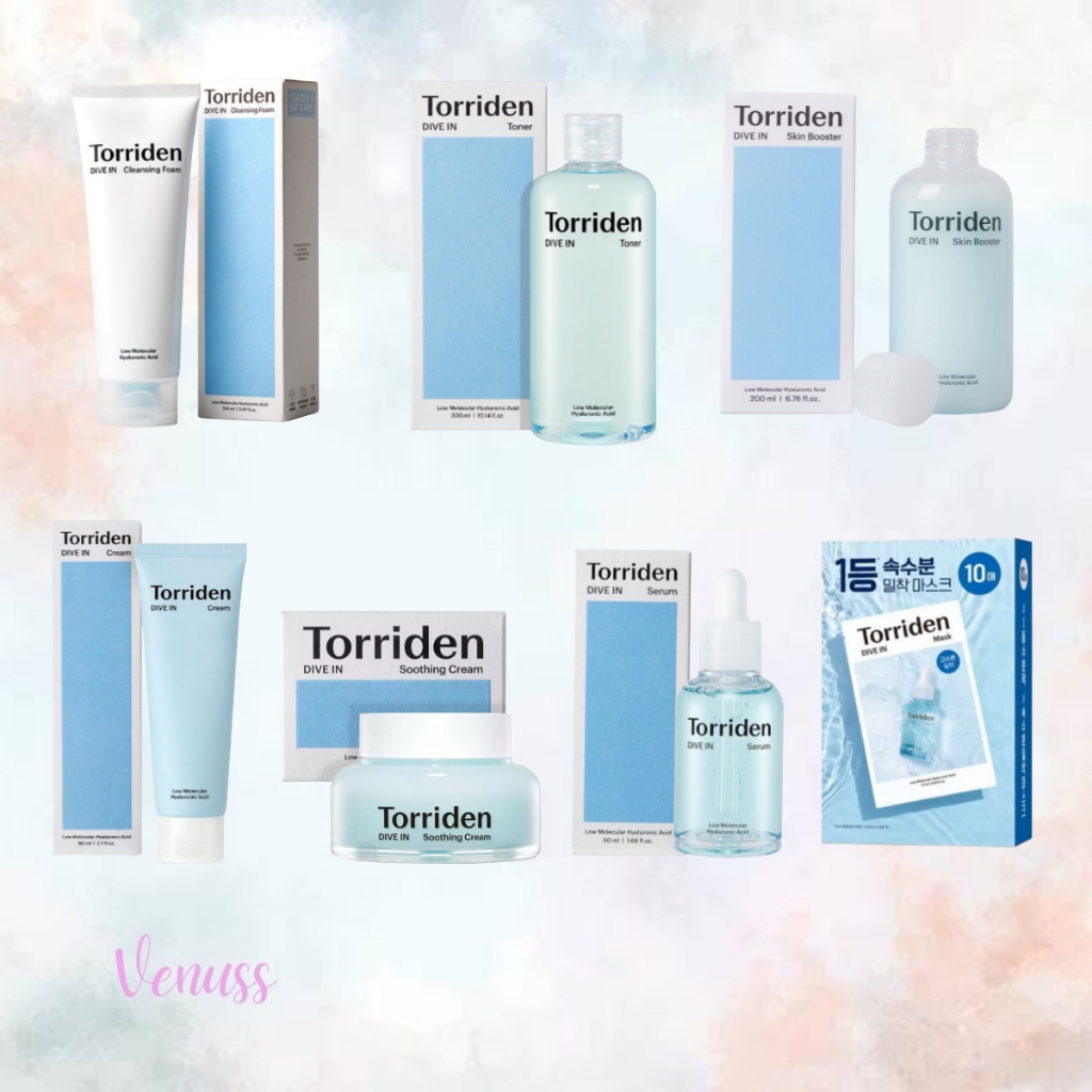 Torriden Dive In Low Molecular Hyaluronic Acid toner 300ml | cream 80ml | soothing cream 100ml | ser