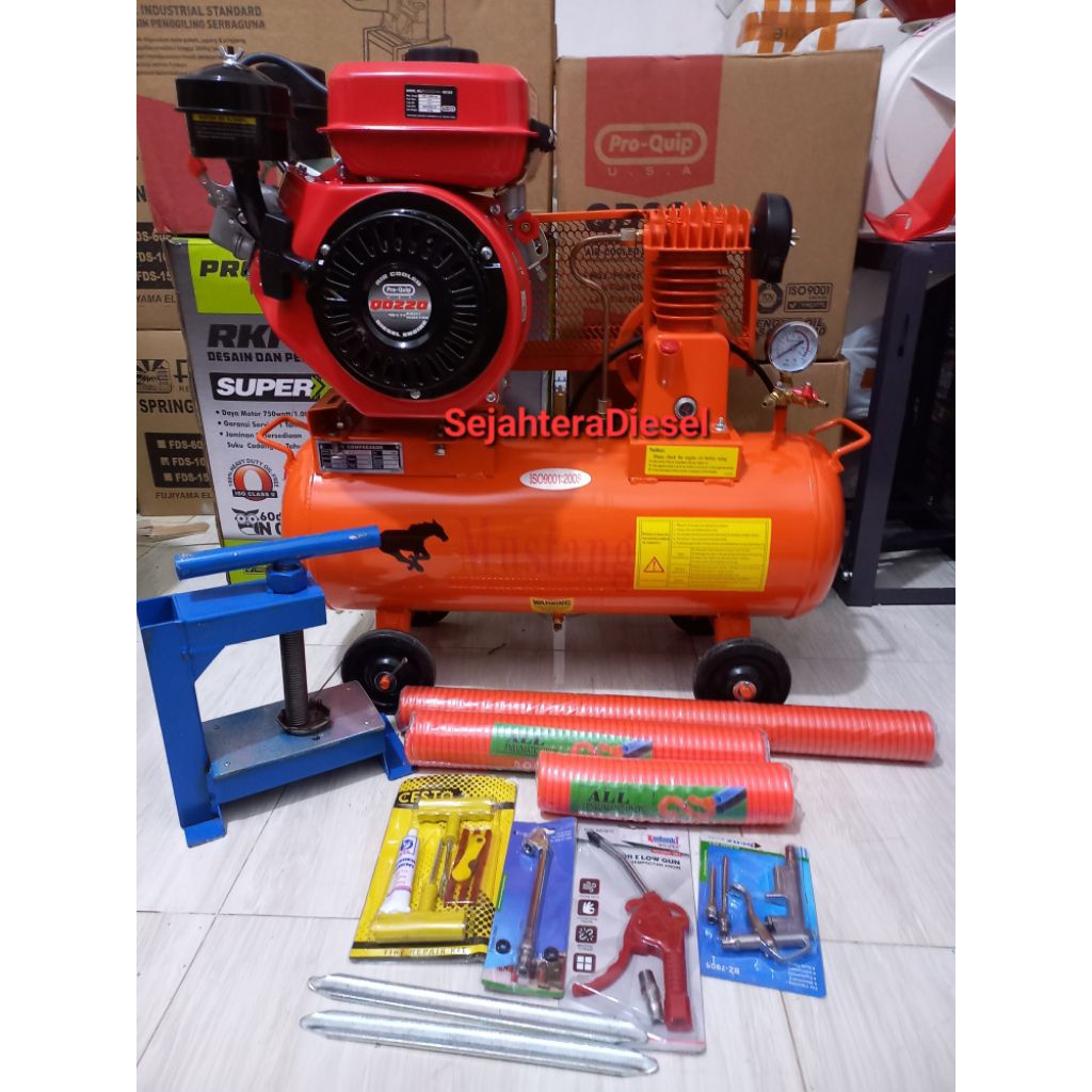 Kompresor Angin1/4HP Mesin Solar Diesel Pro-quip 9.0HP Siap Pakai