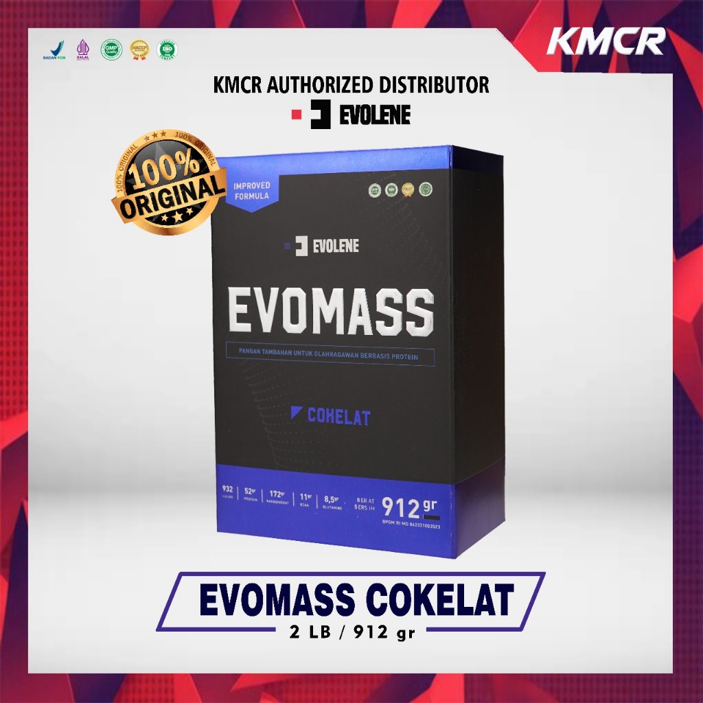 EVOLENE EVOMASS 2LB 900gr EVO MASS GAINER SUSU GYM DAN FITNESS - KMCR