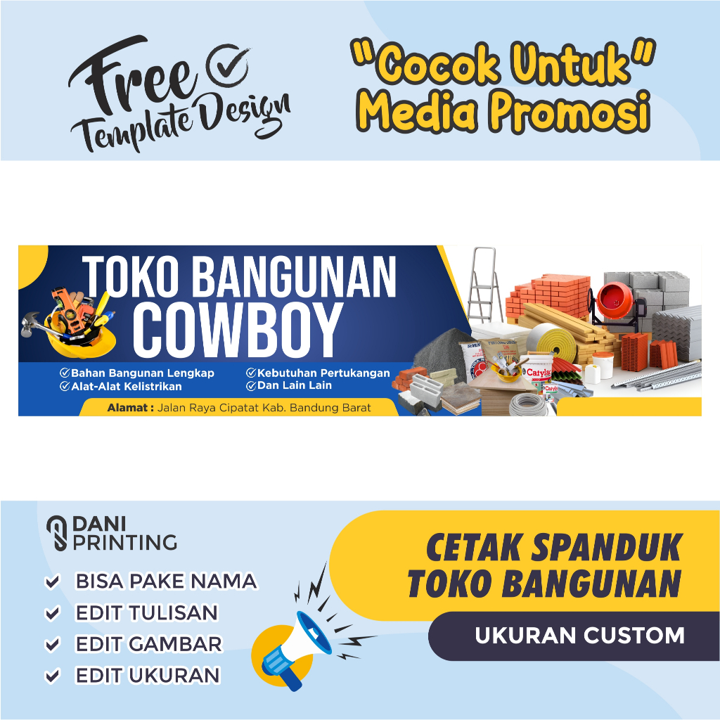 Banner Spanduk - Toko Bangunan - Toko Material - Bisa Di Edit