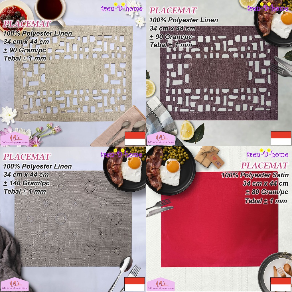 Tren-D-home placemat aesthetic taplak tatakan alas piring gelas dekorasi meja makan polos estetik mo