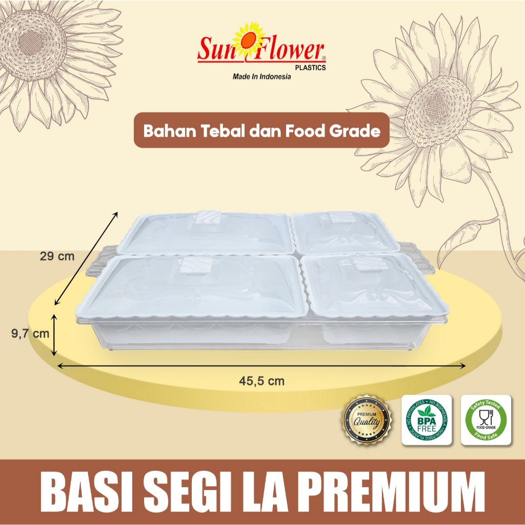 BASI SEGI LA PREMIUM basi Prasmanan /Tempat Prasmanan Set / Wadah Saji Makanan Segi / Nampan Saji Ma