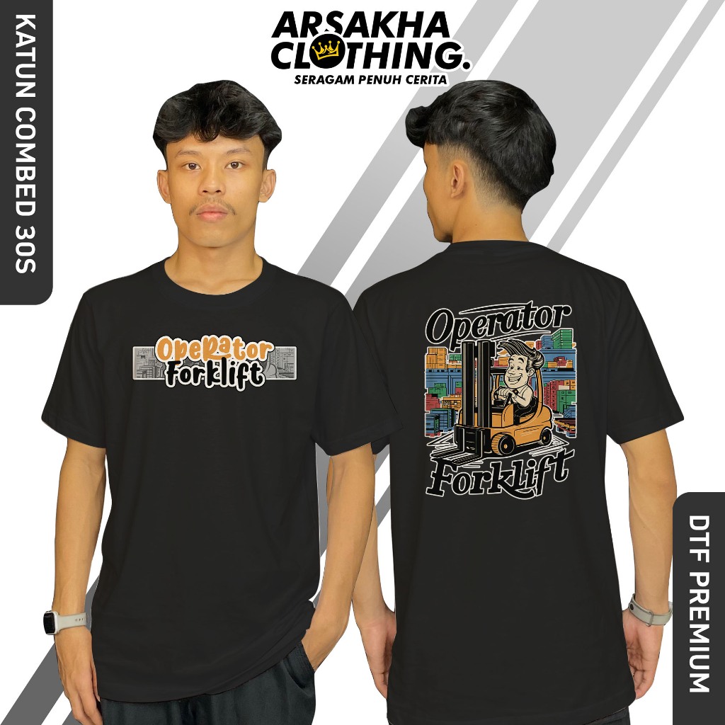 Kaos Operator Forklift Kartun Smile Baju Distro Katun Combed 30s by Arsakha Clothing