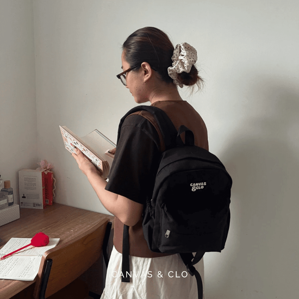 Canvas & Clo Tas Mini Ransel Wanita | Mini Backpack | Hitam, Putih, Peach, Coklat, Biru | Tas Ransel