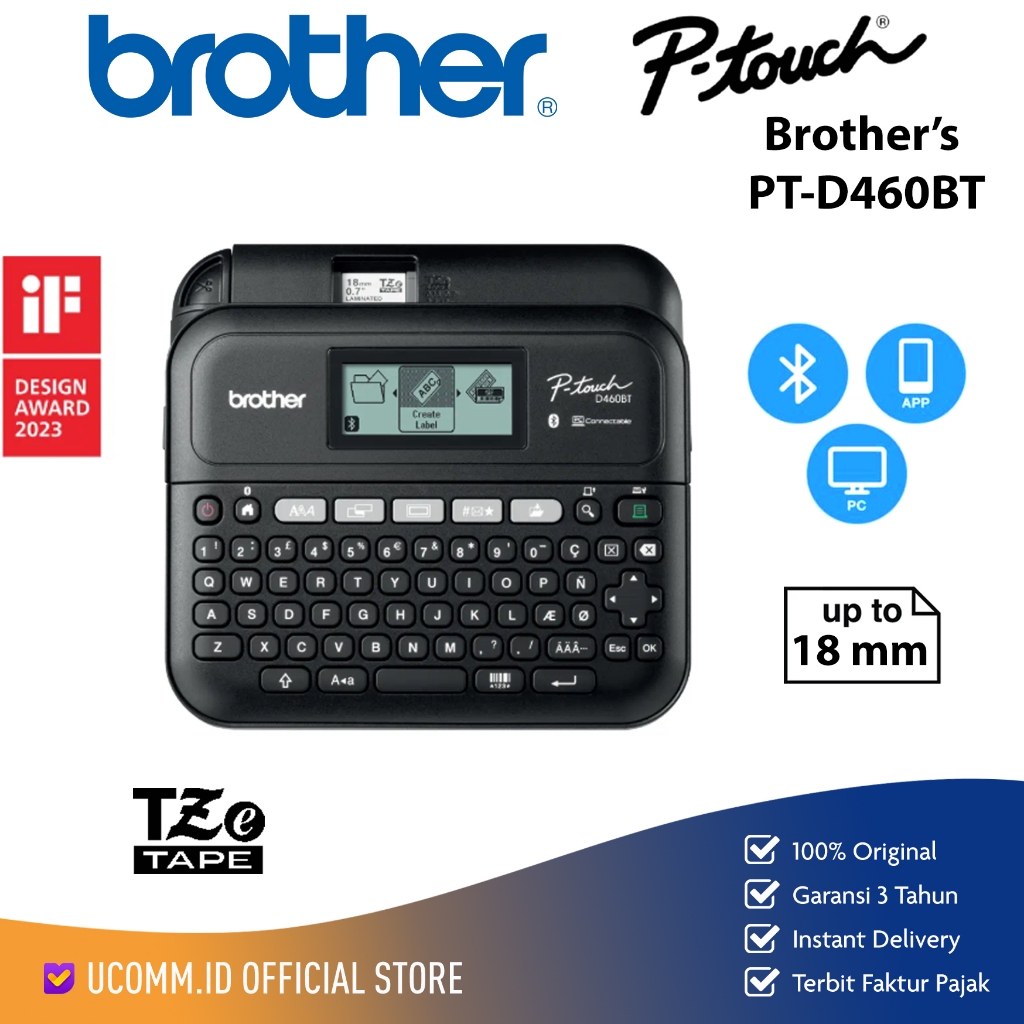 

BROTHER Printer Label Maker PT-D460BT Pt D460 BT Portable Bluetooth Printer Label D460 PTD460BT Original Garansi