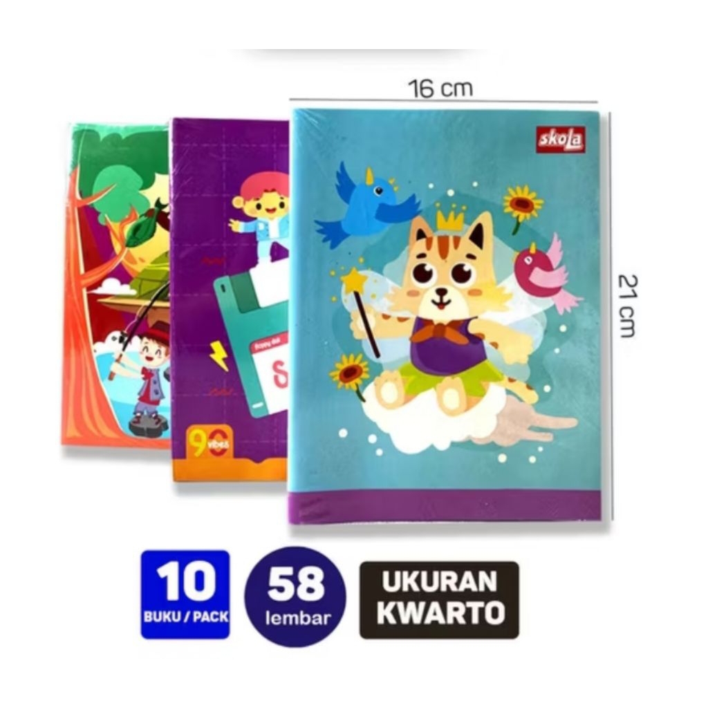 

Buku tulis SKOLA 58 lembar harga 1 pack (10 buku) by SIDU