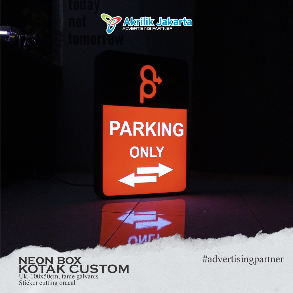 Neon Box Akrilik frame galvanil murah dan awet | Custom 100 cm x 50 cm - 1 sisi