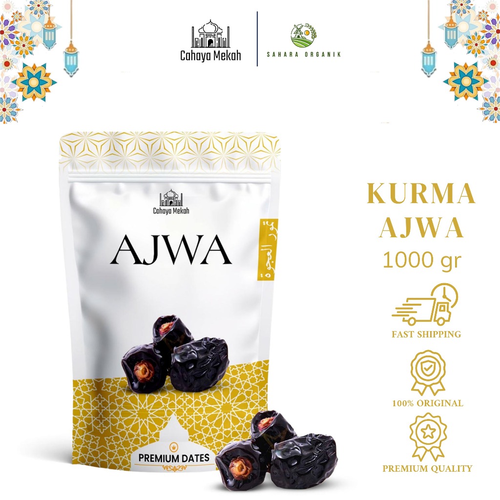 

Cahaya Mekah Kurma Ajwa Kurma Nabi 1kg Kemasan Pouch Asli Madinah Lembut Original Premium