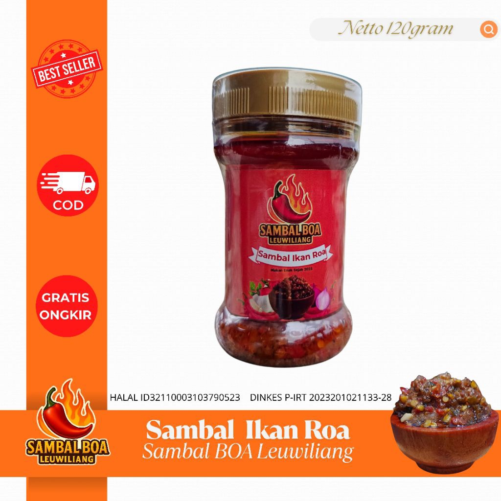 

Sambal BOA Leuwiliang - Sambal Ikan Roa | Sambal Roa | Sambal Roa Asap 120 gram