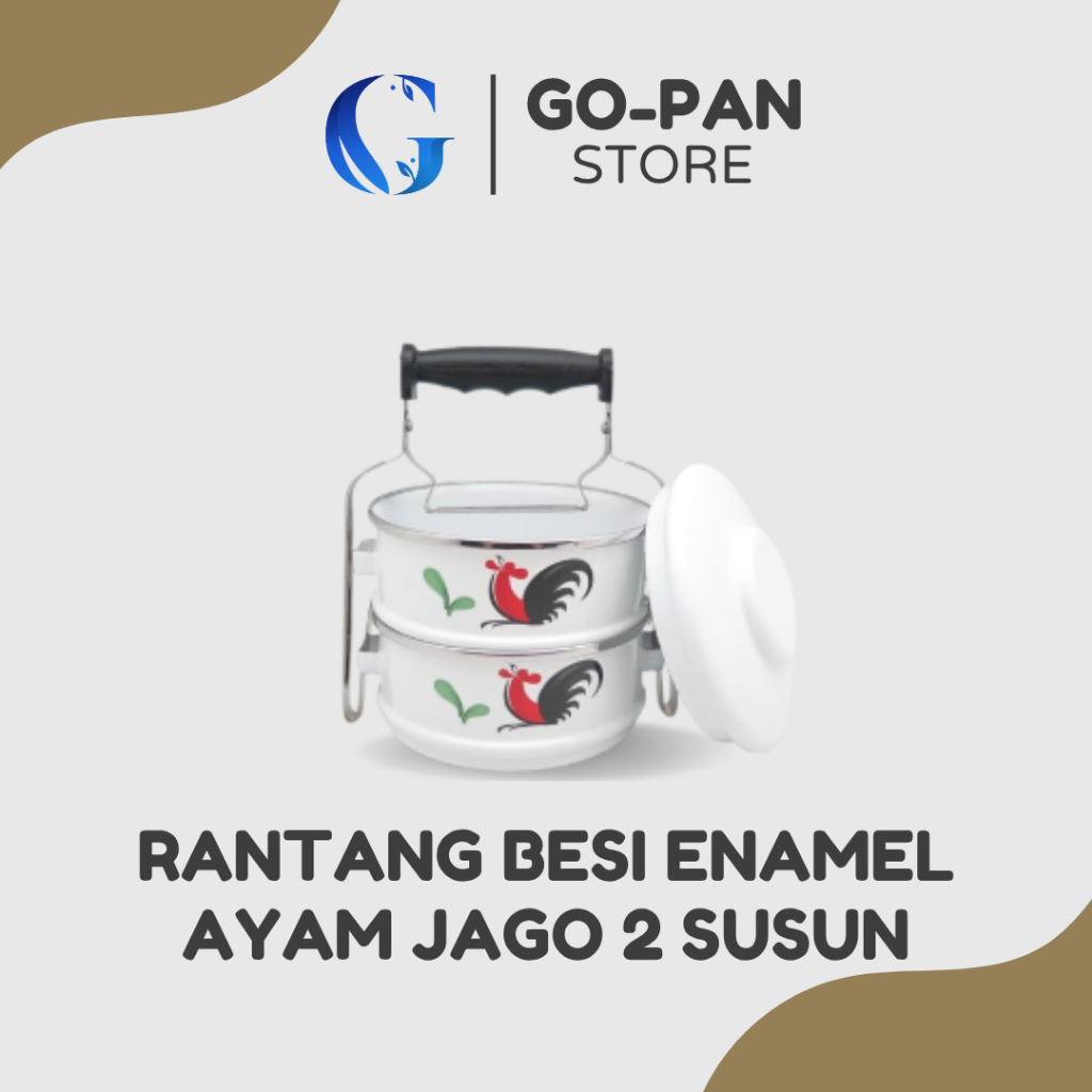 Rantang Susun Enamel 2 Susun Ayam Jago Model Klasik Vintage / Tempat Penyimpanan Makanan