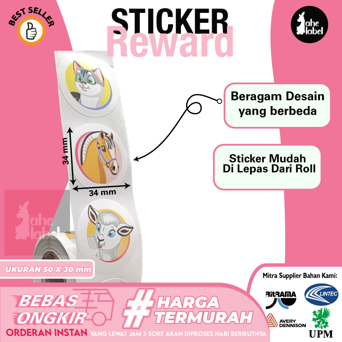 

Stiker Reward Bulat Anak DM 34 MM Stiker Anak-Anak Bulat 3,4 CM isi 250 pcs
