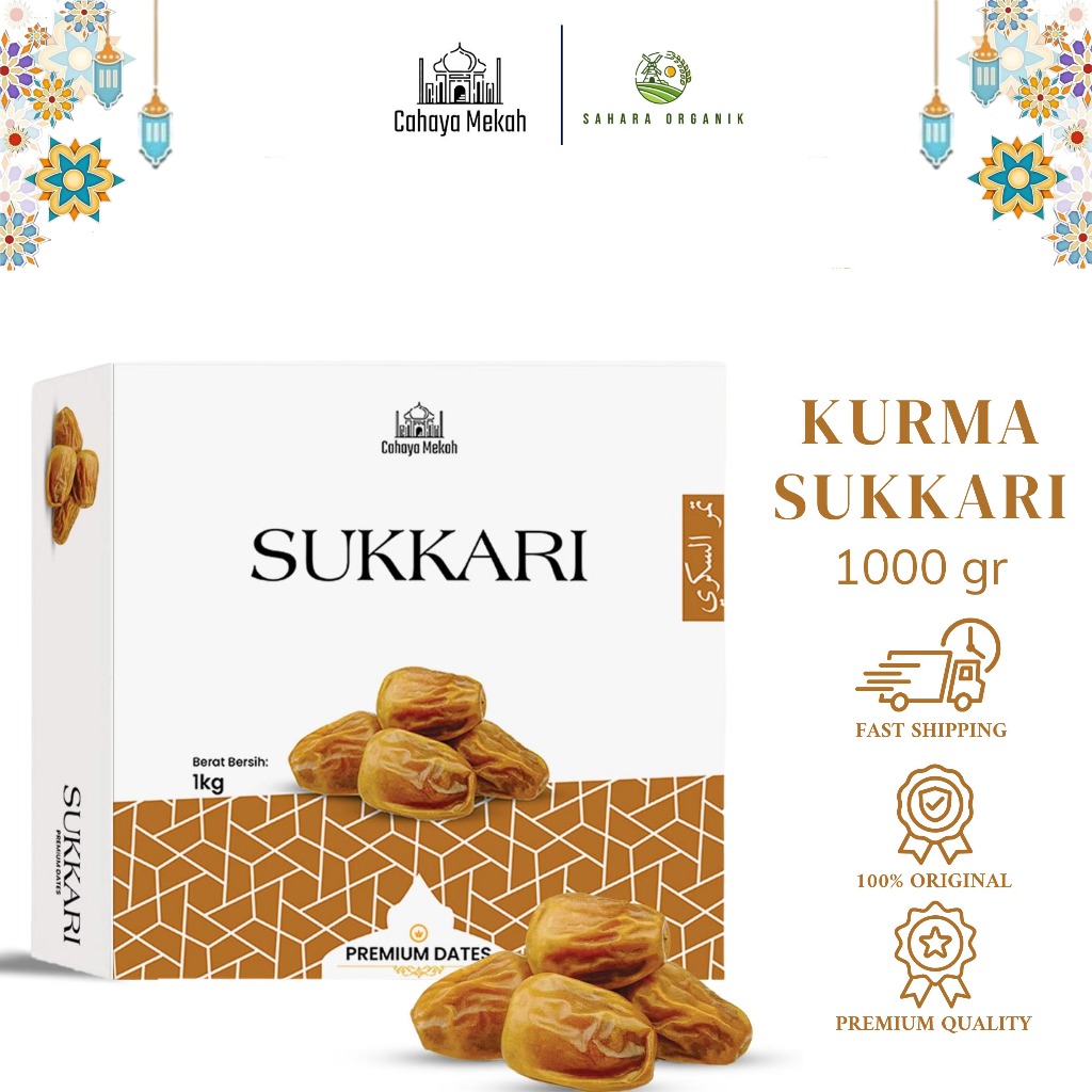

Cahaya Mekah Kurma Sukkari 1 kg Manis Alami Lembut Segar 100% Asli Tanah Suci