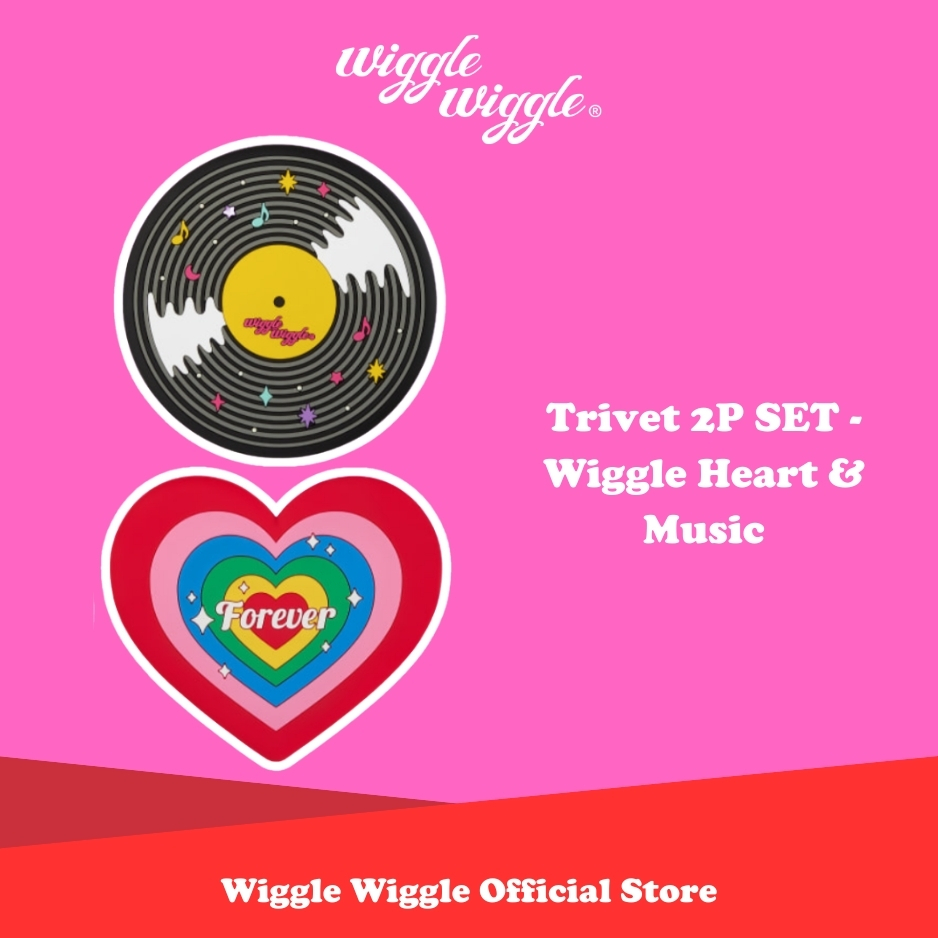Wiggle Wiggle Trivet 2P SET - Wiggle Heart & Music Tatakan Alas Gelas Coaster Panci Silikon Anti Sli