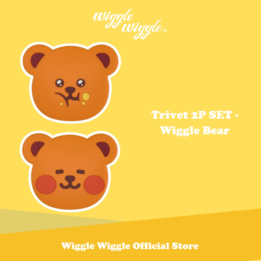 Wiggle Wiggle Trivet 2P SET - Wiggle Bear Tatakan Alas Gelas Coaster Panci Silikon Anti Slip Tahan P