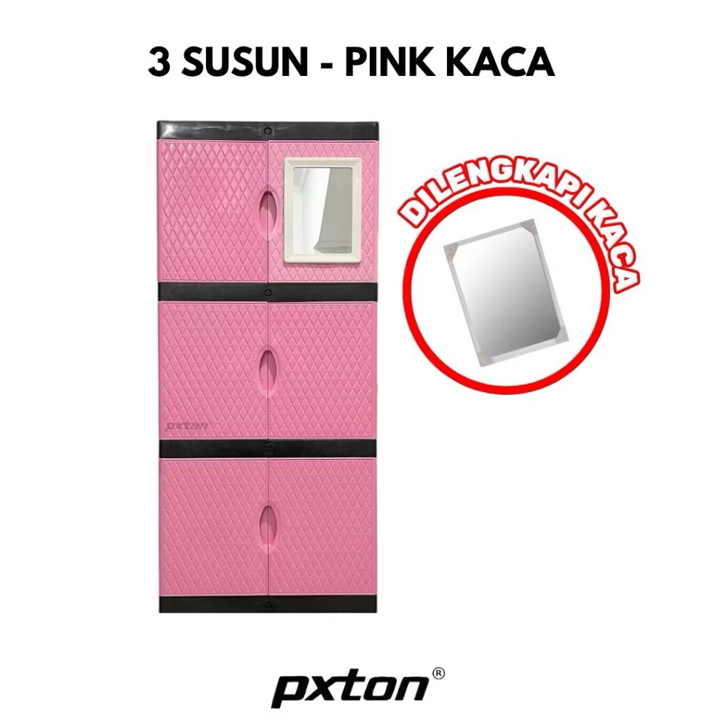 [SRH] PXTON LEMARI PAKAIAN 3 SUSUN 1 KACA & POLOS || LEMARI PAKAIAN PORTABLE || LEMARI 3 TINGKAT