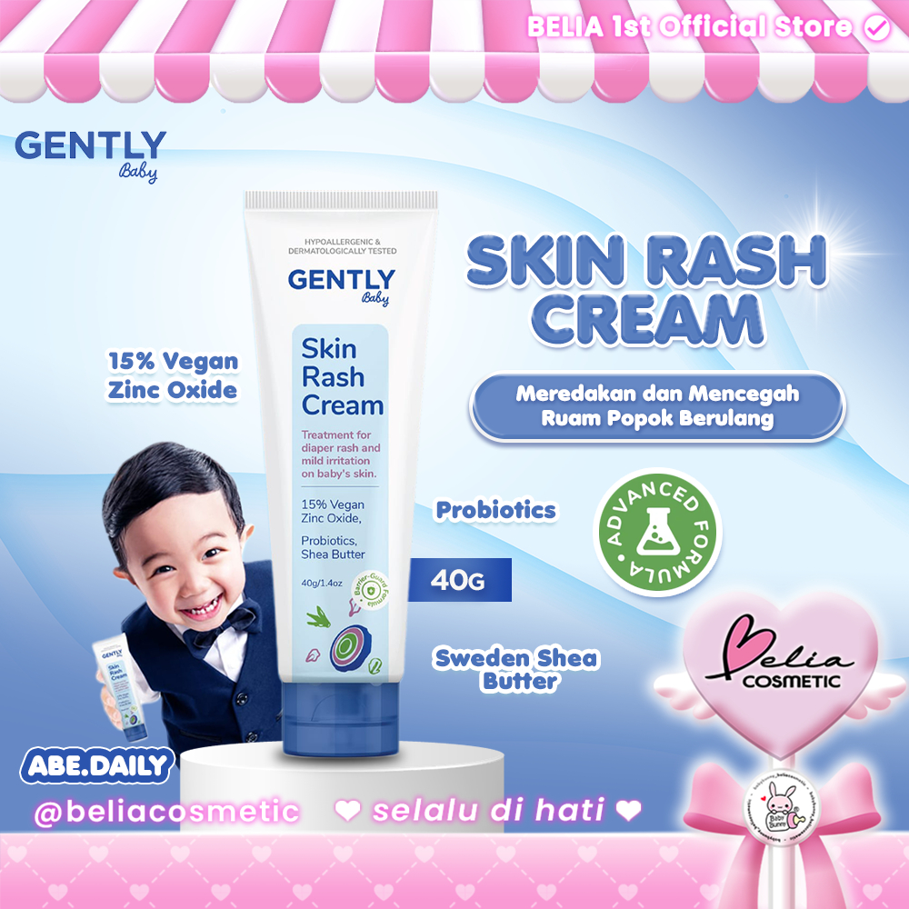 ❤ BELIA ❤ Gently Baby Rash Cream 50 gr | Krim Pereda Ruam Popok pada Bayi | Calming Baby | With Zinc