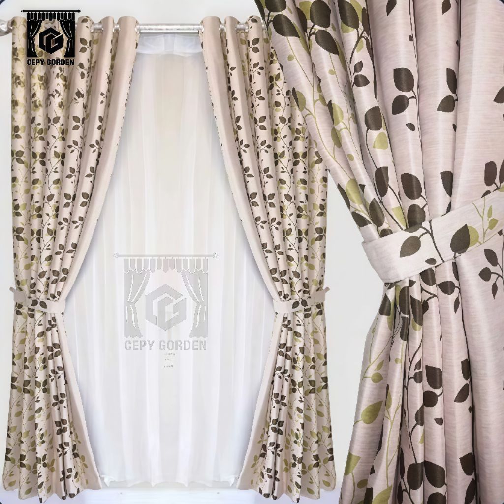 GORDEN BLACKOUT MOTIF DAUN MINIMALIS/GORDEN JENDELA PINTU MINIMALIS MOTIF