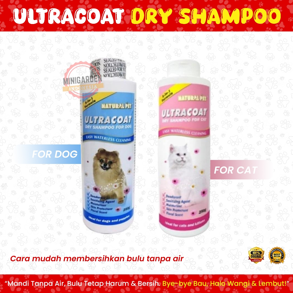 SHAMPOO ANJING KUCING TANPA BILAS ULTRACOAT dry shampoo anti bilas shampo sampo bedak anjing kucing