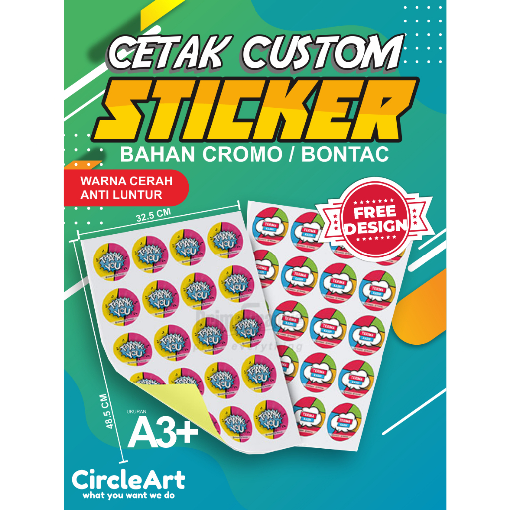 

Cetak Stiker Custom A3+ Cromo / Bontak | Label Makanan, Minuman, Usaha | Free Design