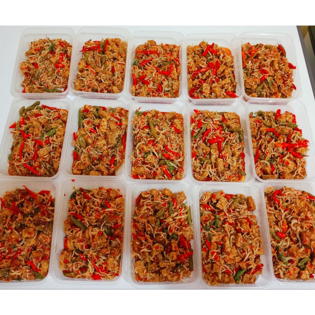 

oseng teri tempe Frozen,200gr± beku HALAL