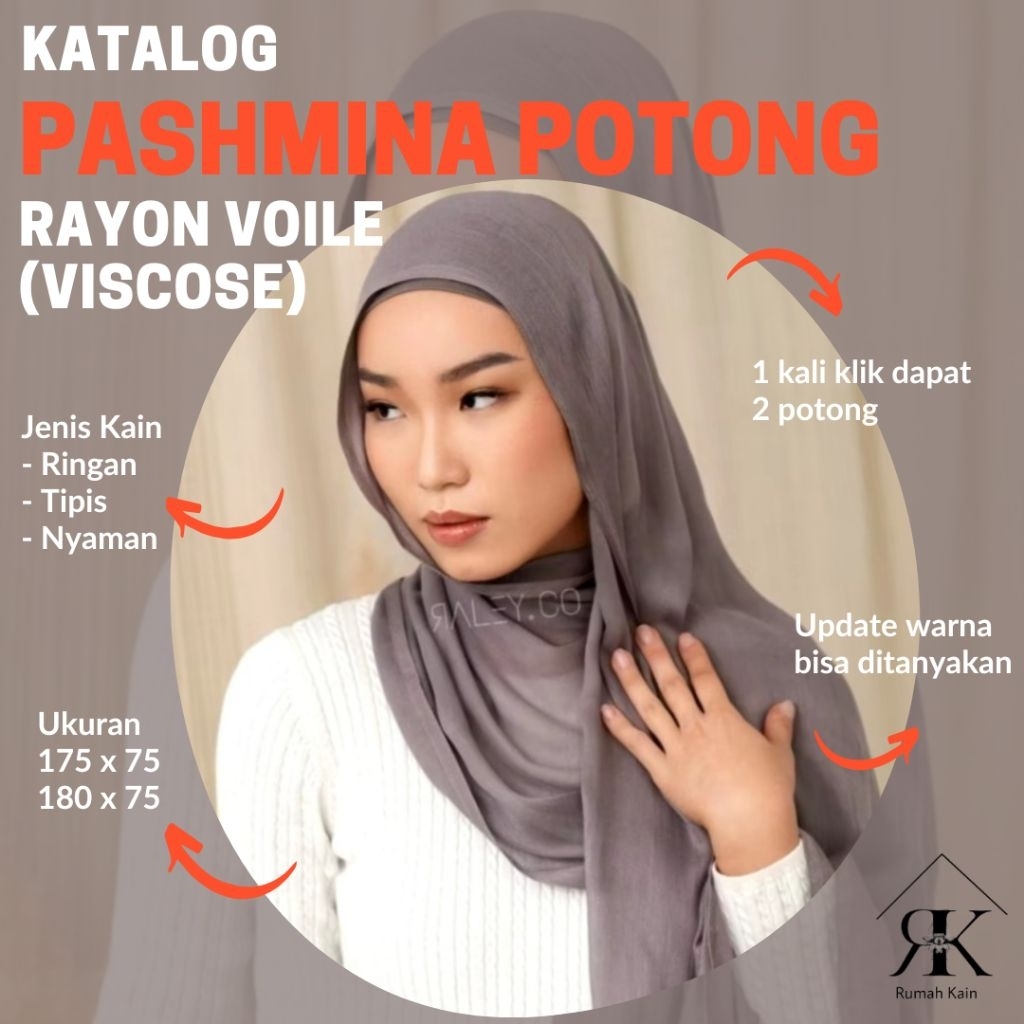 PEMBELIAN PASHMINA POTONG/Kain Rayon Voile/Pashmina Viscose