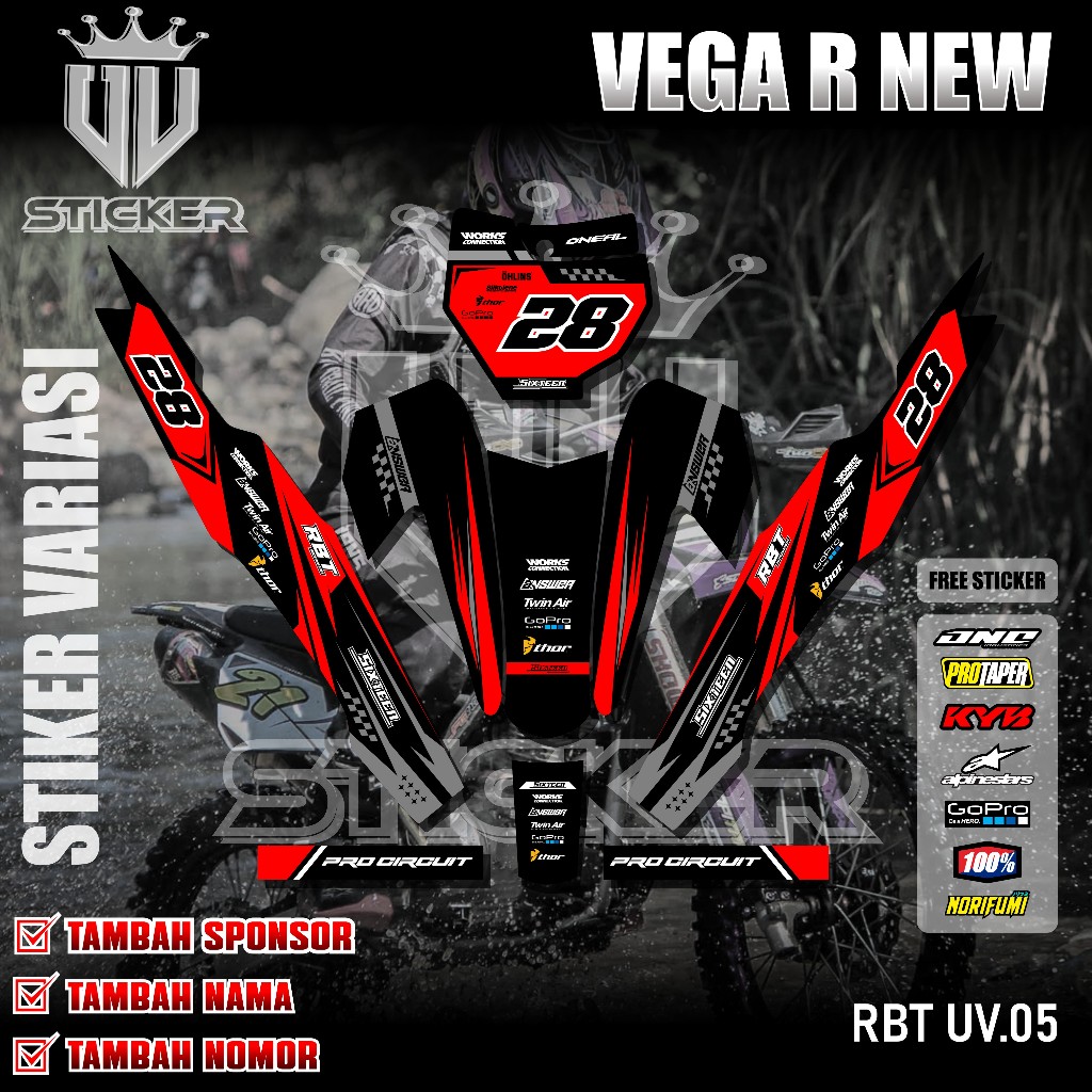 (COD) TERBARU Sticker Striping RBT Vega R New Semifull Stiker Custom Trail Motor YZ CRF KLX KX KTM R