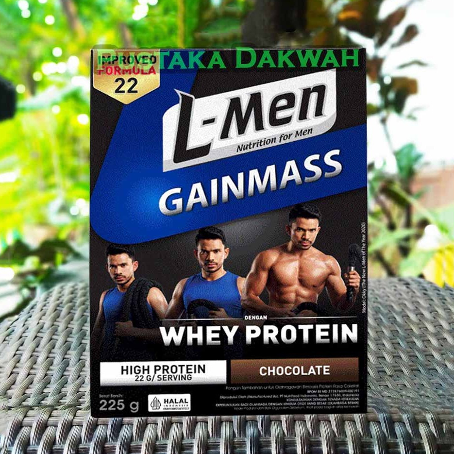 L-Men Gain Mass Chocolate 225 gram Suplemen Penambah Massa Otot Tinggi Whey Protein L - MEN LMEN gai