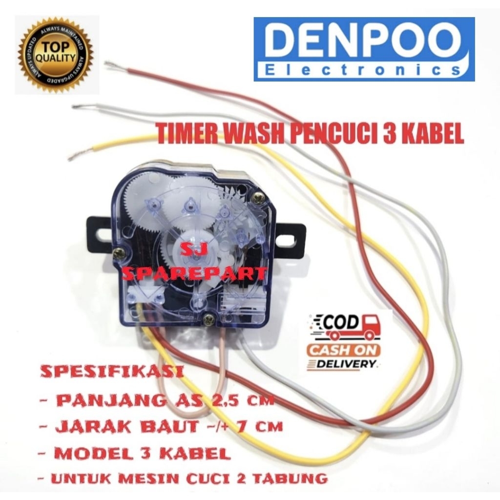 TIMER WASH MESIN CUCI DENPOO 2 TABUNG 3 KABEL / TIMER MESIN CUCI DENPOO