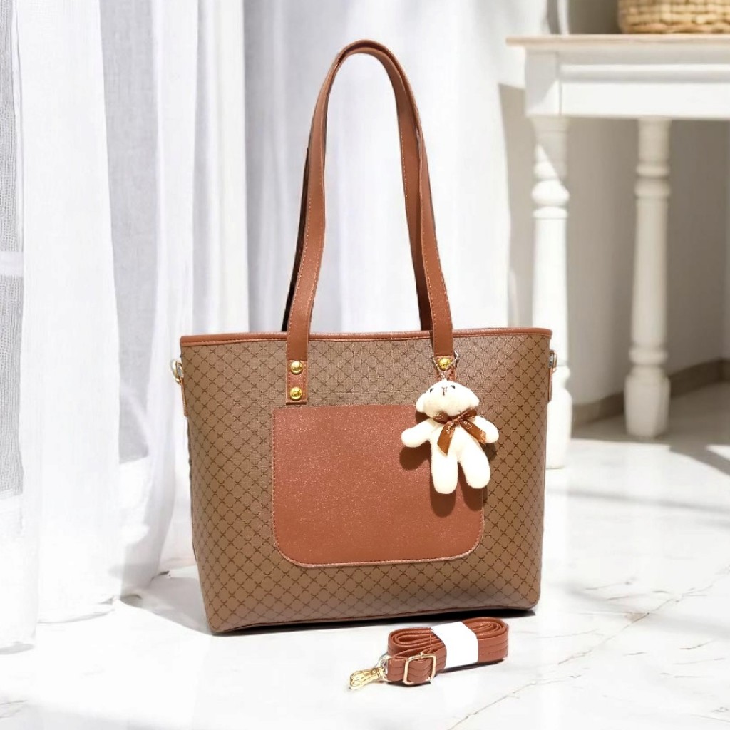 Rihaga - Totebag Wanita Tas Besar Papako PU Leather Tebal Formal Kerja Hangout