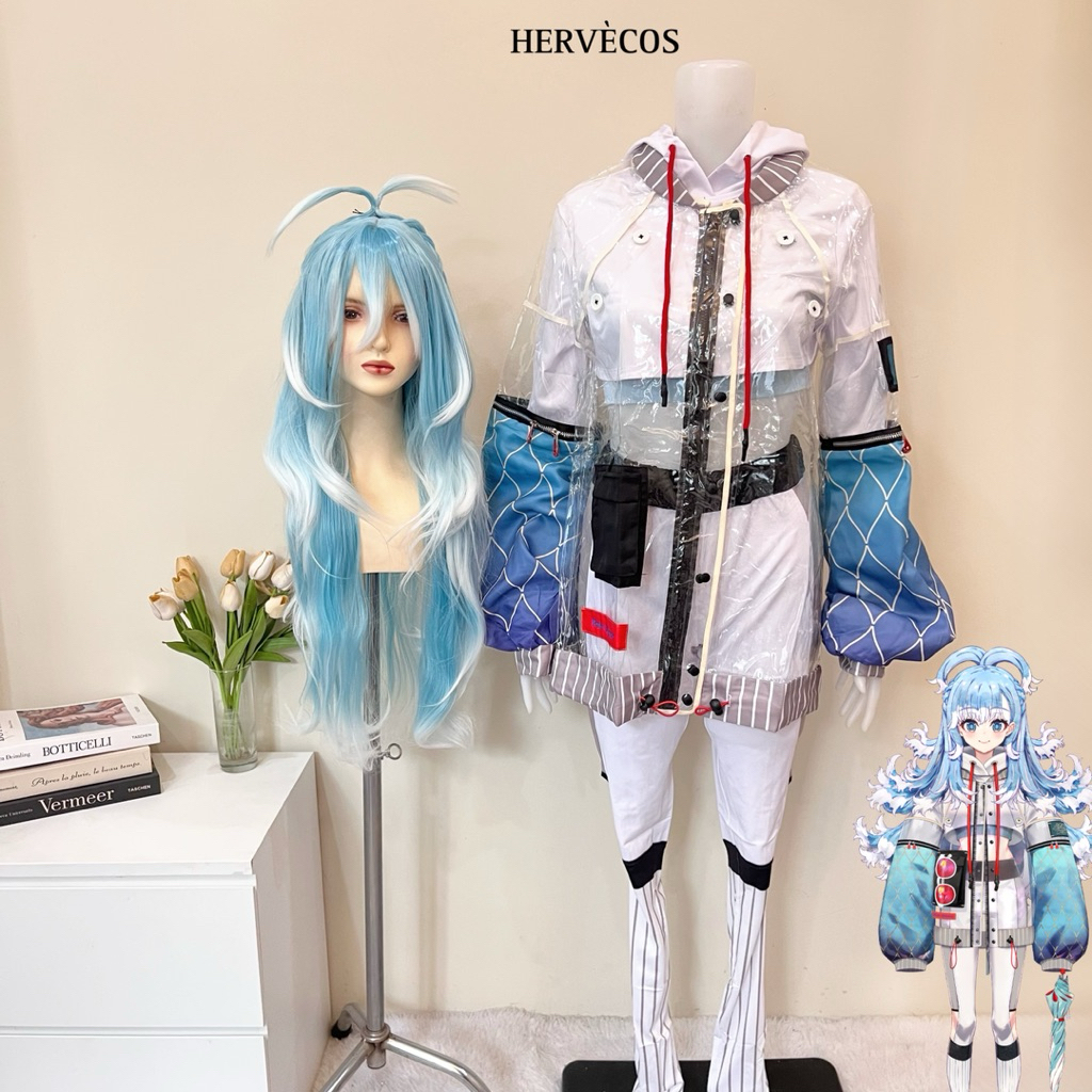 【Moonfairy】Ready Stock - Hololive Vtuber Kobo Kanaeru Costume Cosplay Rain Shaman Fullset Wig Kostum